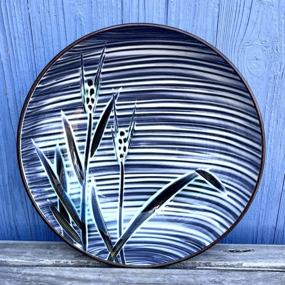 craftsman Other - 9" Serving Bowl Hand Craft Craftsman China 381 Japan Blue Leaves Glazed